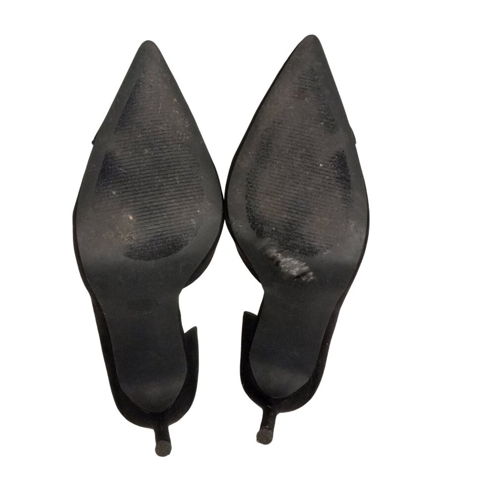 Lulus Size 8 Womens D'Orsay Black Suede Pointed Toe Stiletto Heel Pumps Shoes - Picture 6 of 8